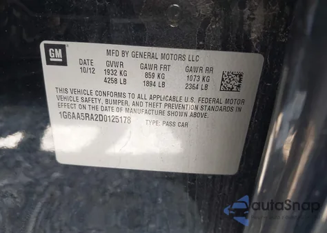 2013 Cadillac Ats Standard из США, поврежденный, VIN 1G6AA5RA2D0125178